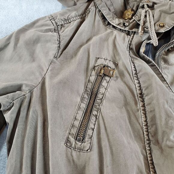 Levi's Jacket Women Small Green Solid Distress Military Utility Drawstring Waist - Picture 8 of 16